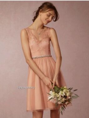 Hitherto BHLDN Peach Lina Lace Tulle Romantic Coquette Sleeveless Dress Size 2